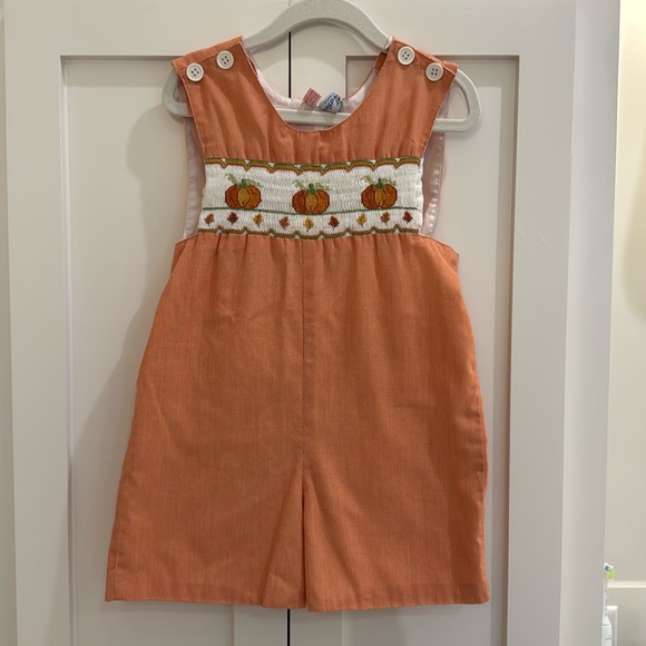 Orient Expressed Inc. Smocked Pumpkin Jon Jon 3T - Picture 1 of 5